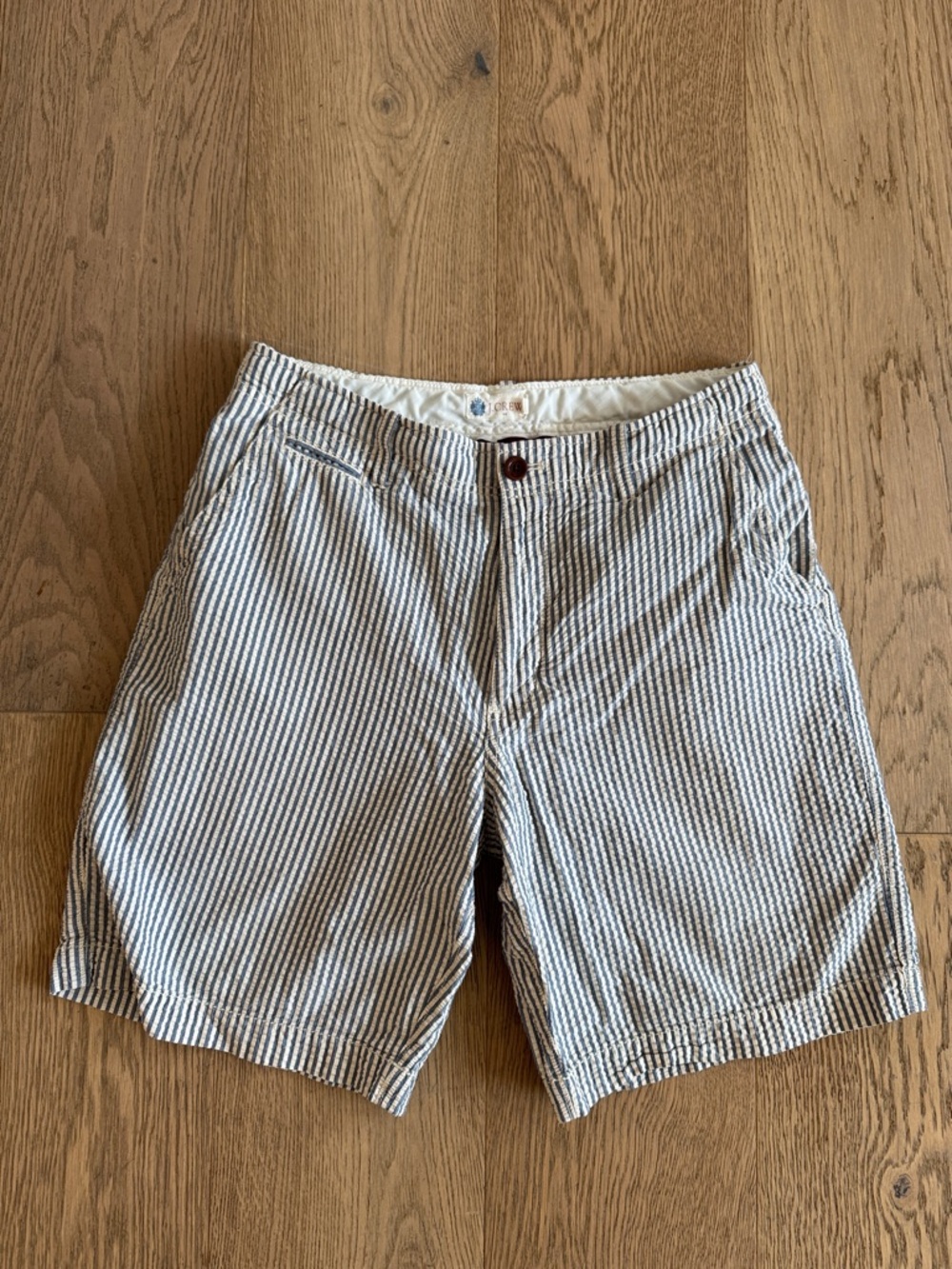 J. Crew Striped Seersucker Men’s Shorts - Navy & White